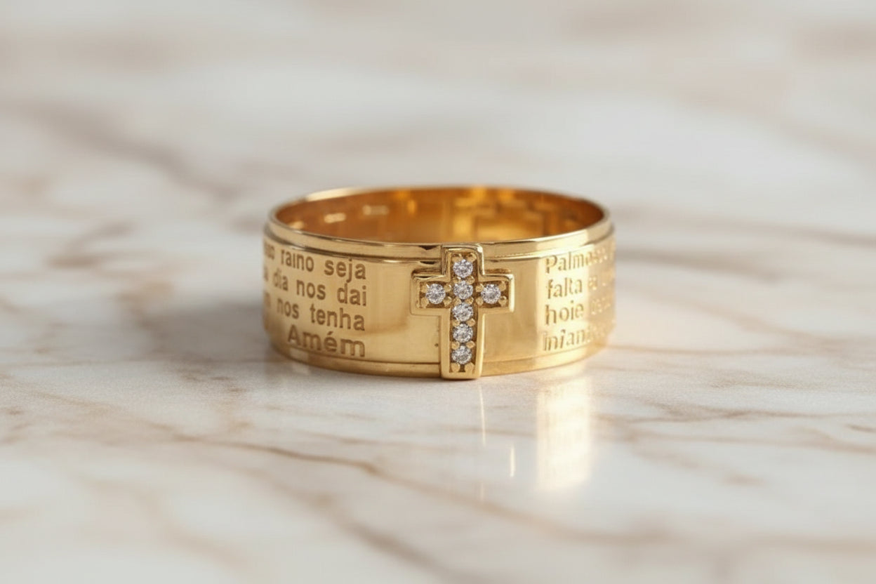 Anel em Ouro 18k com 7 pedras de zircônio