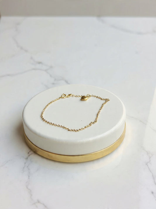 Pulseira coração único em ouro 18k